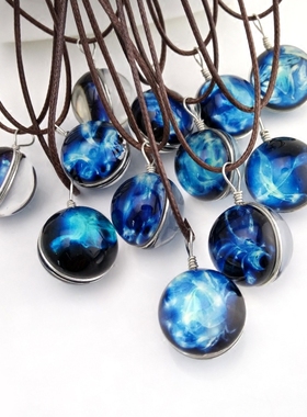 原创宇宙玻璃时光宝石水晶球吊坠