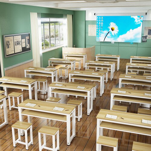中小学生课桌学校辅导班书法培训桌单双人书桌幼儿园组合厂家直销 - 图2