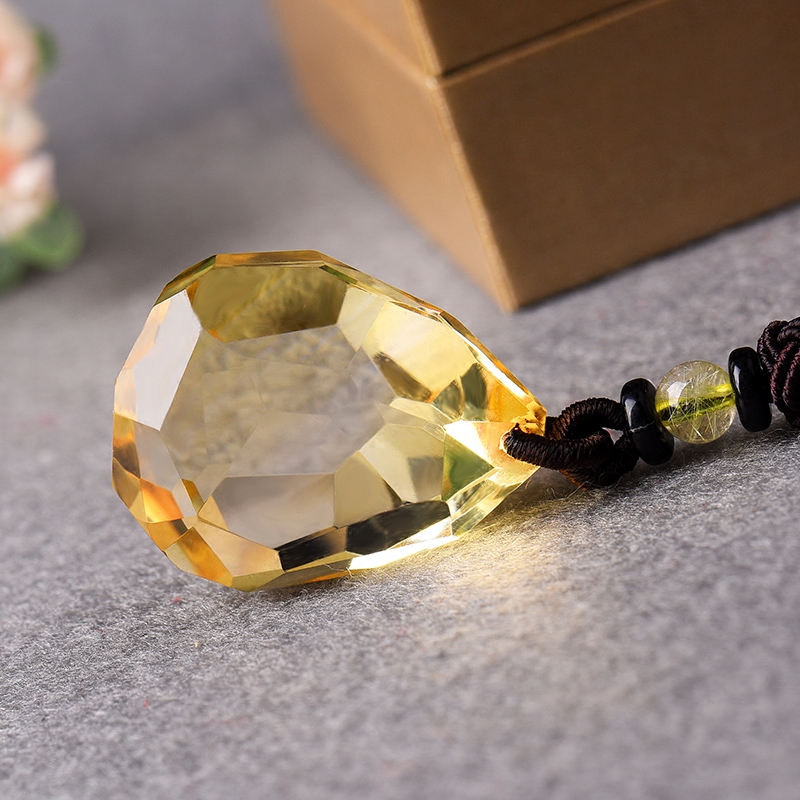 三缘证宝巴西黄水晶刻面女锁骨链 三缘证宝项坠/吊坠