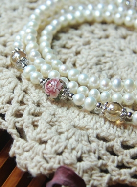 天然淡水小珍珠佛牌链子纯银