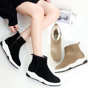 真皮加绒内增高雪地靴