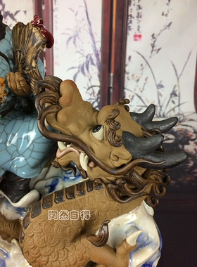 乘龙钟馗摆件陶瓷工艺品石湾公仔