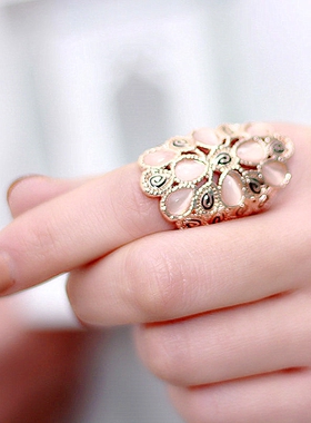 装饰戒指女食指时尚潮猫眼石大气