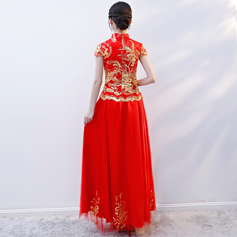 美文炫服饰旗舰店秀禾服新款夏季薄款结婚新娘礼服中式婚纱短袖中国风敬酒服女3