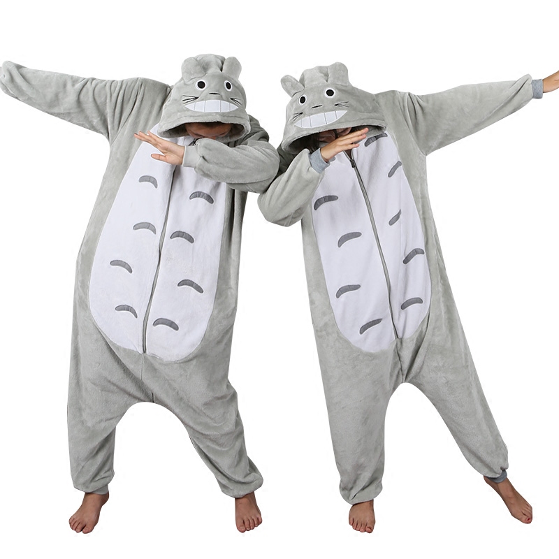 龙猫连体男女情侣加厚法兰绒冬睡衣 浅尚玫瑰睡衣/家居服套装