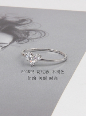 s925简约锆石百搭少女心日韩戒指