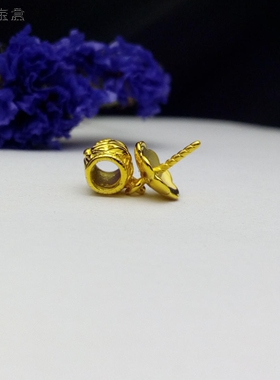 s925纯银镀黄镀白金14大圆珠花朵