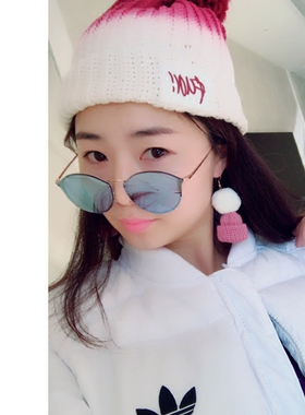 小帽子长款毛球韩国甜美风耳坠