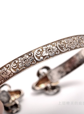 庭院立体纯银设计师手镯