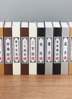 新中式风客厅复古摄影仿真书