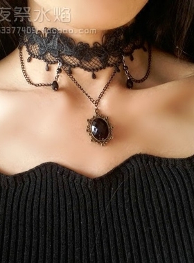 蝶舞欧式哥特风夜店镂空蕾丝项链
