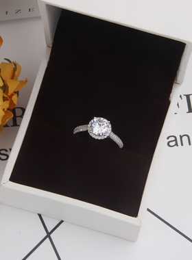 仿真简约风不掉色锆石镀白婚戒