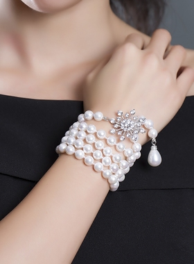 锆石双层短款毛衣链贝壳珍珠推荐