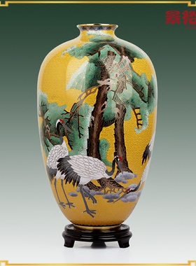 景泰蓝花瓶松鹤延年贺寿工艺品