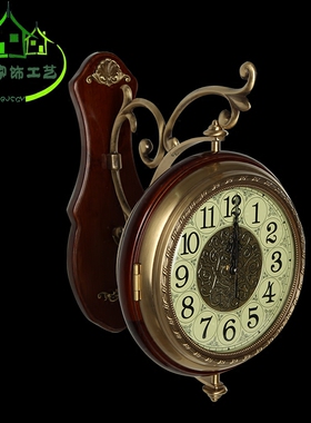 盈慧欧式风全铜奢华静音双面挂钟