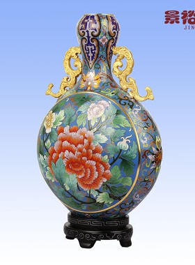 景泰蓝花瓶玉壶春铜胎掐丝珐琅外事客厅商务工艺品摆件出国礼品