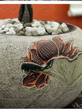 中式复古花盆摆设荷香装饰品摆件