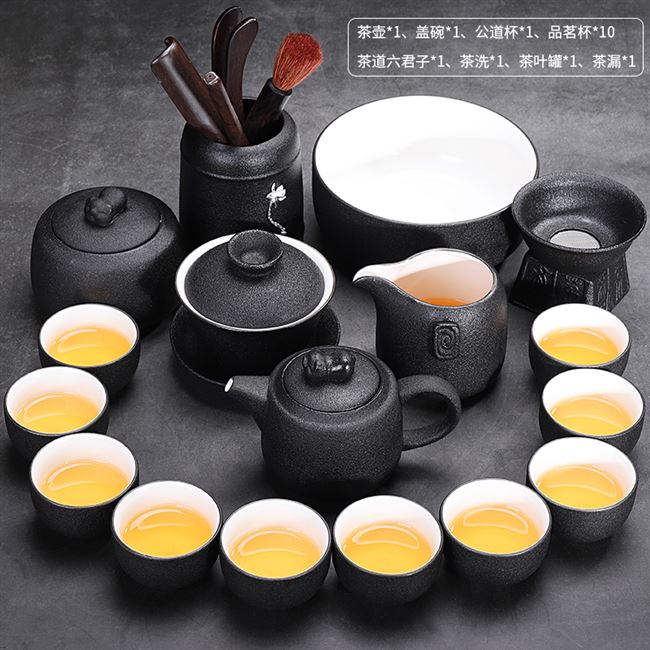 盖碗茶简约泡茶唐丰茶具套装家用整套陶瓷粗陶器功夫喝茶杯泡茶壶