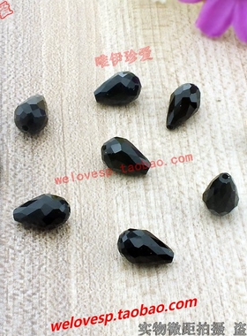 黑色水滴珠子手缝毛衣服装上DIY蝴蝶结项链手链吊坠饰品头花配件
