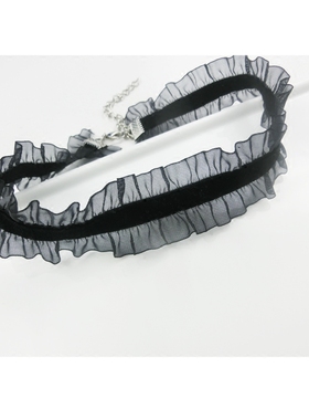 choker项圈女颈带韩国锁骨链蕾丝颈链超仙荷叶边天鹅绒原宿项链