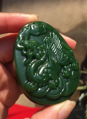 碧玉招财麒麟项链吊坠送证书