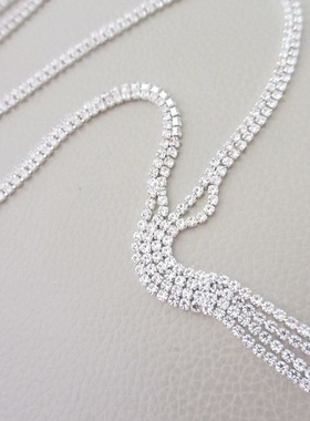 欧美宴会派对水钻流苏双层毛衣链