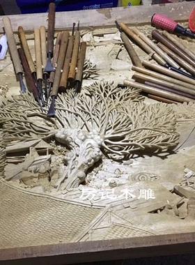 中式装修清明上河图东阳木雕定制