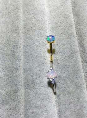 18K金蓝松石欧泊祖母绿戒指日韩