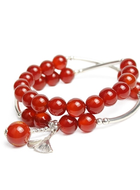 朱砂紫金砂手链本命年红绳原矿