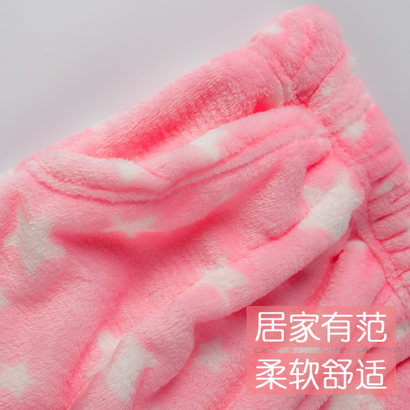 法兰绒裤子女 家居裤珊瑚绒睡裤女款秋冬睡裤加厚加绒宽松起居裤 - 图2