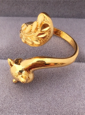 越南沙金镀金狐狸戒子防小三