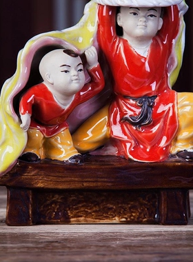 舞狮石湾公仔家居客厅送礼工艺品