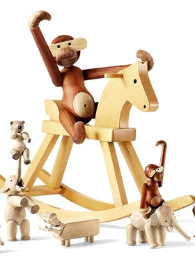 摆件北欧风木偶样板间饰品小猴子