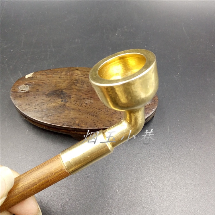 便携式手工旱烟袋天然玛瑙烟嘴机制纯黄铜烟锅黄花梨木烟杆烟具_虎窝淘