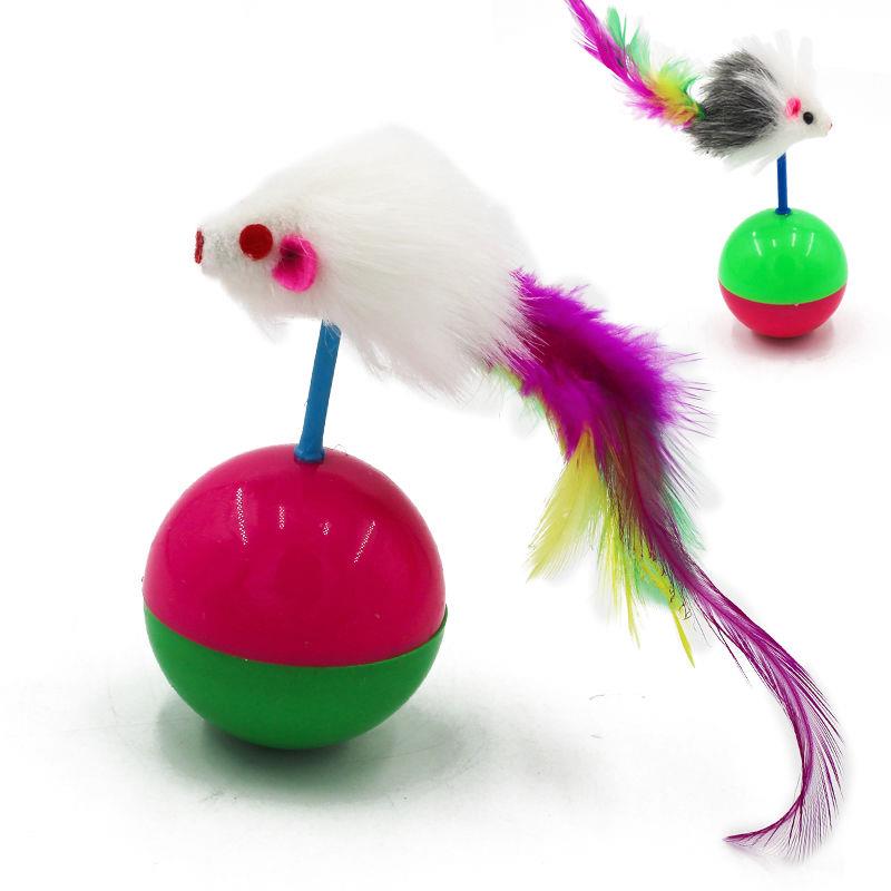 Two Pack] Dog Cat Toy Tumbler Mouse Plush Feathers Cat Stick Huấn luyện thú cưng - Mèo / Chó Đồ chơi Mèo / Chó Đồ chơi