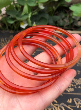 纯天然巴西红玛瑙细条玉髓手镯