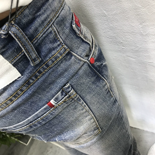 Chao Nanxia Новое корейское издание Slim Make Old Light Blue Cat 9 девять -точка для общества джинсов для маленьких ставок, мальчики, пересекают быстро