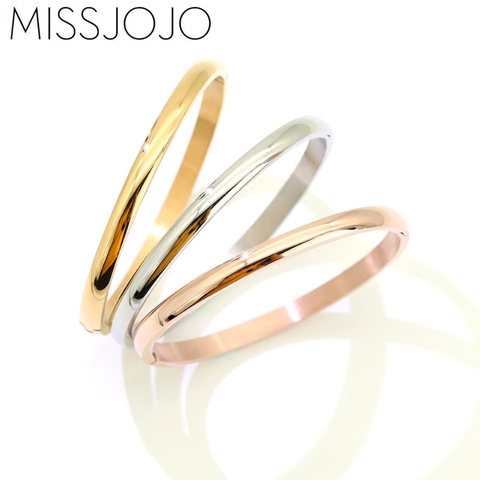 日韩版简约个性基本款金色光面椭圆弧形钛钢镀18K手镯手环女