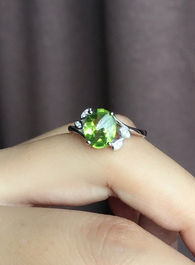 小肥珠宝天然橄榄石戒指叶子造型