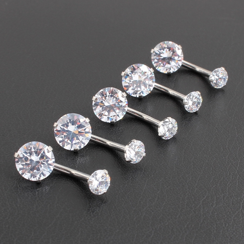肚脐钉内螺纹全不锈钢防过敏夹双锆石圆形不过敏医用钢粗杆的脐环,淘宝优惠券,粉丝福利购,淘宝优惠卷