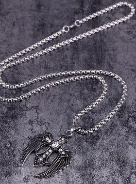 欧美翅膀项链潮男钛钢吊坠发型师