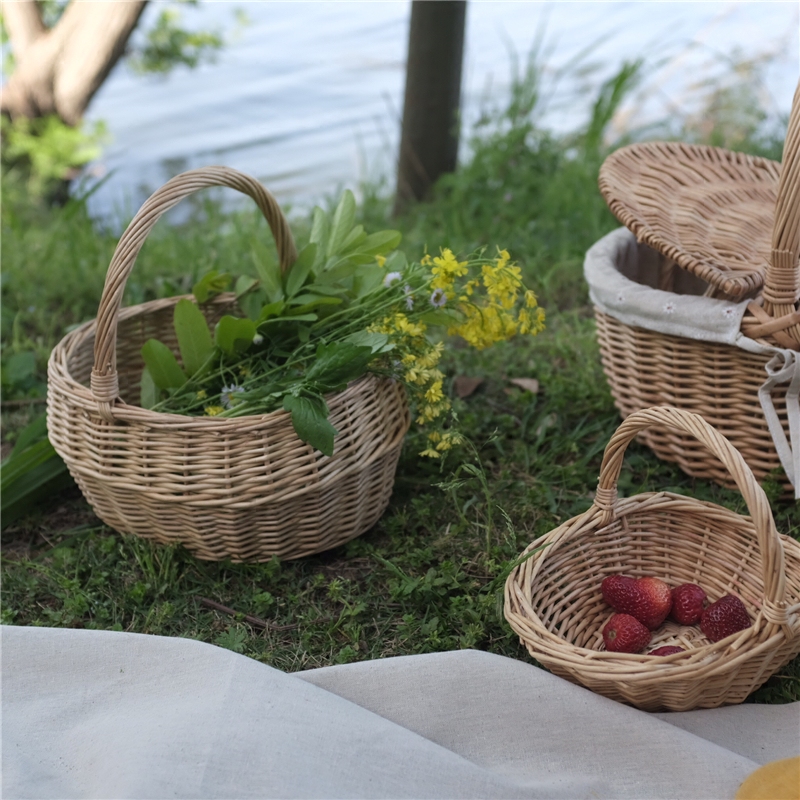 天然藤纯手工柳编篮子 田园森系文艺无漆手提收纳筐面包婚礼花篮,淘宝优惠券,粉丝福利购,淘宝优惠卷