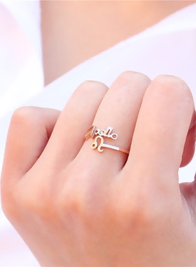 轻奢戒指学生潮人钛钢玫瑰金