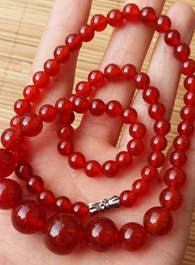 红玉髓本命年冰种圆形珠帘项链