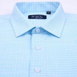 BUSEN步森男装短袖衬衣男士修身格子衬衫