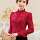 Cộng với áo sơ mi nữ bằng vải nhung 2019 thu đông 2018 áo sơ mi nữ size lớn mới nhất áo sơ mi voan mùa xuân - Áo sơ mi chiffon ren áo sơ mi trắng nữ form rộng Áo sơ mi chiffon ren