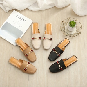 粗跟包头懒人凉拖鞋