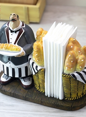 欧式创意厨师面包厨房装饰纸巾架