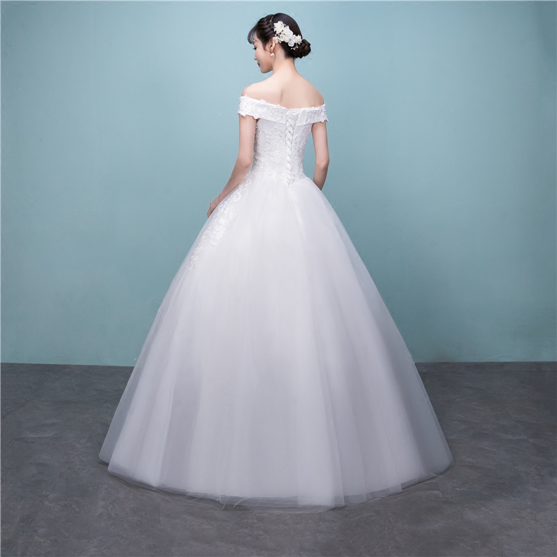 美加彩旗舰店轻主婚纱礼服新娘结婚新款森系超仙梦幻拖尾简约一字肩齐地女3