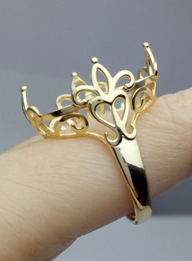 纯银大花艺女款活口戒指托s925